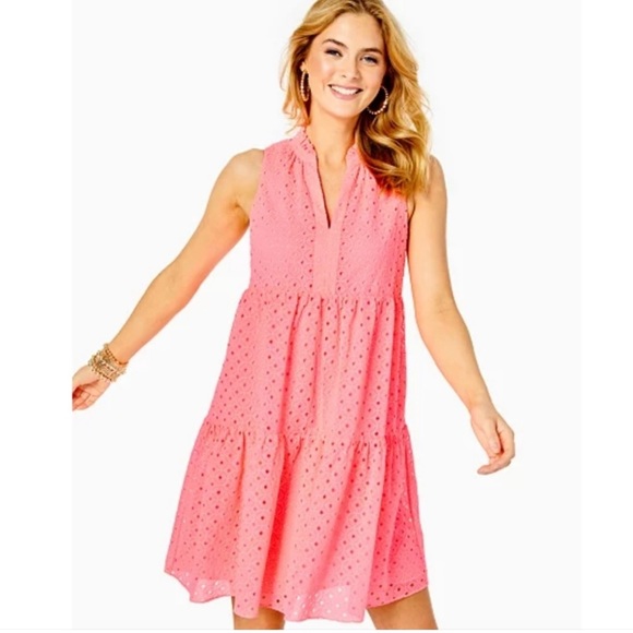 Lilly Pulitzer Dresses Lilly Pulitzer L Coral Novella Eyelet Lace